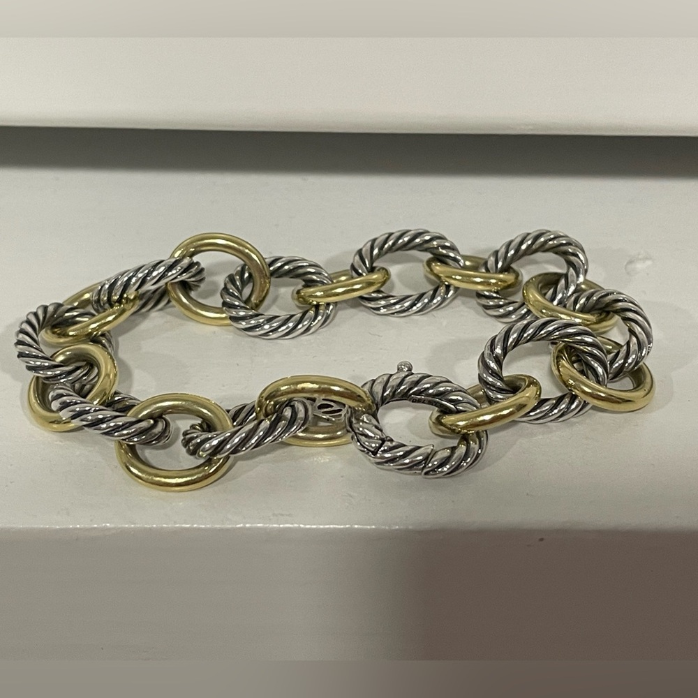 David Yurman Two Tone Large Oval Link Bracelet